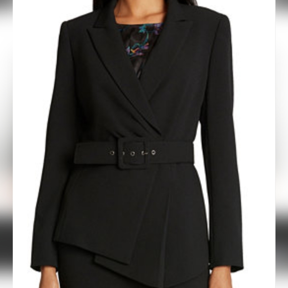 Tahari ASL Asymmetrical Belted Blazer